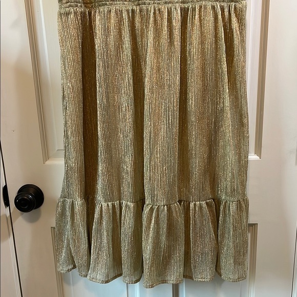 Draper James RSVP Gold Glitter Ruched Ruffle Sleeveless Mini Dress - Size XXL - Picture 15 of 15